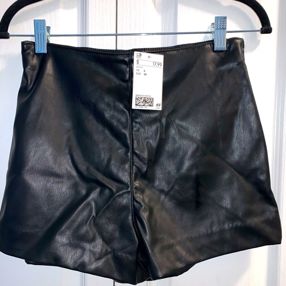 H&M faux leather shorts NWT